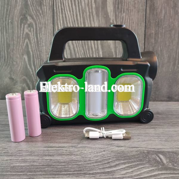   Аккумуляторный  фонарь прожектор с солнечной панелью, USB выход и функция Power bank съемные 2х18650 BL-HB-6168
